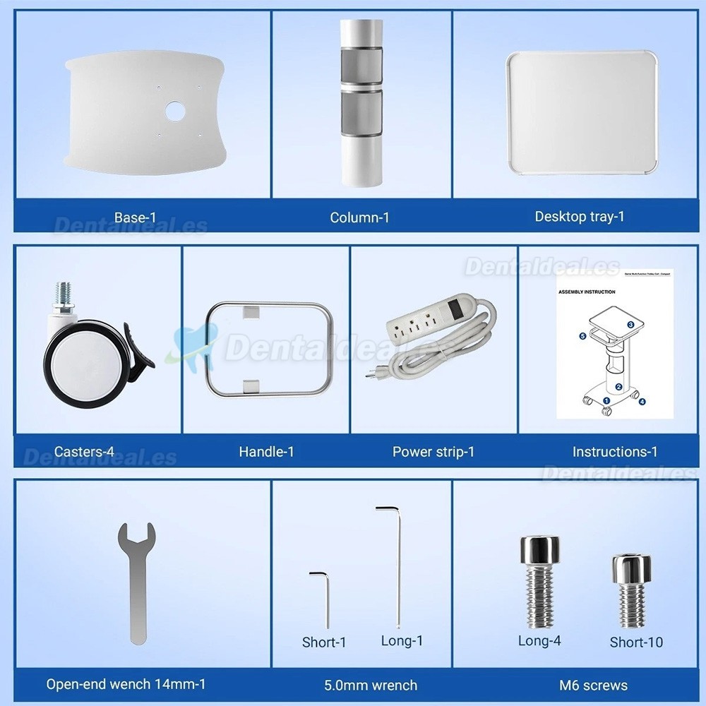 Likaymo GM-1 Carro Dental M&oacute;vil de Aleaci&oacute;n de Aluminio con Ruedas Giratorias 360&deg;